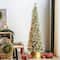 Glitzhome® 7.5ft Pre-Lit Frosted Cashmere Pencil Pine Artificial Christmas Tree, Multicolor LED Lights
